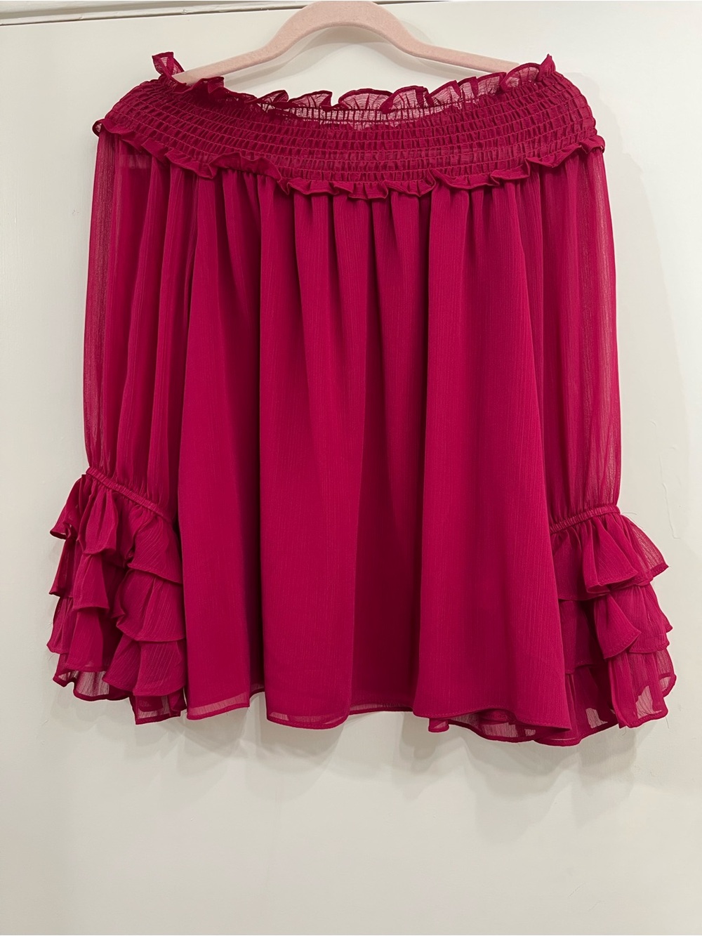 NWT CeCe Off the Shoulder Lined Shirt Blouse in Plumeria Size Small S RV $99